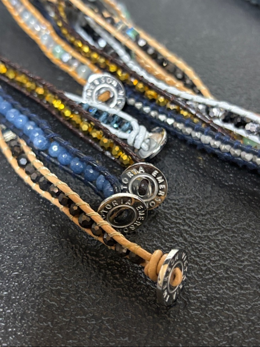 Victoria Emerson Beaded Crystal Leather Wrap Bracelet Bundle of 5 Gift